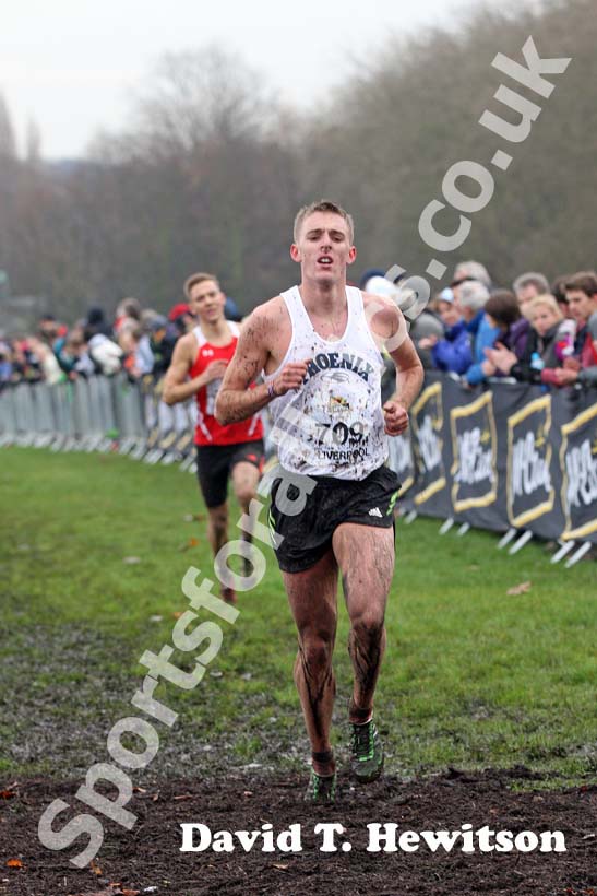 Charlie Grice finishing 2nd in under-20s mens 2012 McCain Liverpool Cross Challenge.